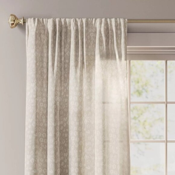 Threshold Farrah Light Filtering Cream & Printed Single Curtain Panel 54" x 84" - Picture 2 of 7